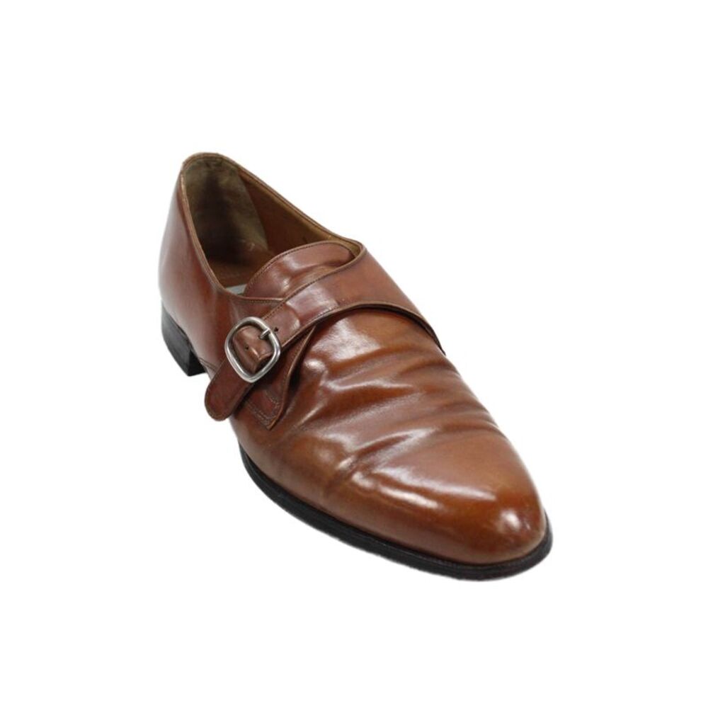 Bally Prestige Mens Leather Buckled Monk Strap Dress Shoes Brown Size 10.5
